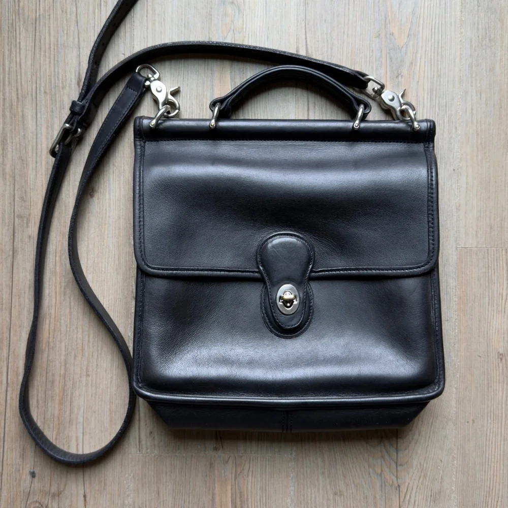 Coach Willis Black Leather Top-Handle Satchel with Detachable Strap - Picture 13 of 16